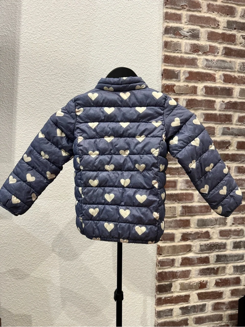 Baby Gap Kids Navy & White Heart Print Puffer Jacket / Coat Girls Size 5